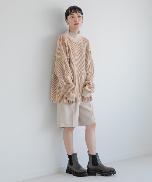 LOWRYS FARM（ローリーズファーム）の「ストライプハイネックプルオーバーＬＳ　215159（ニット/セーター・レディース・ブラック/オレンジ/ブルー/アイボリー/ブラウン・FREE）」の9枚目の写真