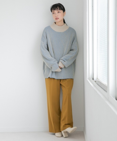 LOWRYS FARM（ローリーズファーム）の「ストライプハイネックプルオーバーＬＳ　215159（ニット/セーター・レディース・ブラック/オレンジ/ブルー/アイボリー/ブラウン・FREE）」の21枚目の写真