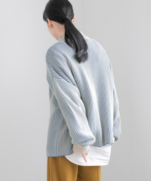 LOWRYS FARM（ローリーズファーム）の「ストライプハイネックプルオーバーＬＳ　215159（ニット/セーター・レディース・ブラック/オレンジ/ブルー/アイボリー/ブラウン・FREE）」の18枚目の写真