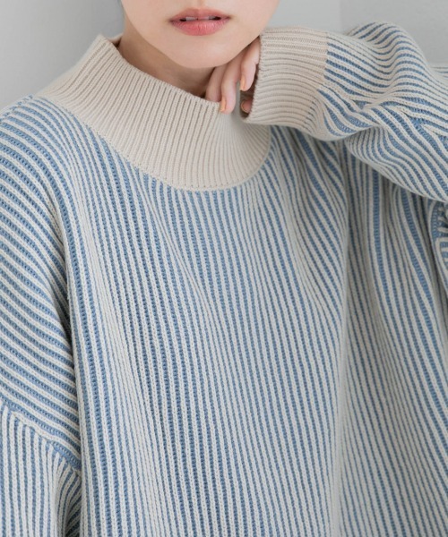 LOWRYS FARM（ローリーズファーム）の「ストライプハイネックプルオーバーＬＳ　215159（ニット/セーター・レディース・ブラック/オレンジ/ブルー/アイボリー/ブラウン・FREE）」の6枚目の写真