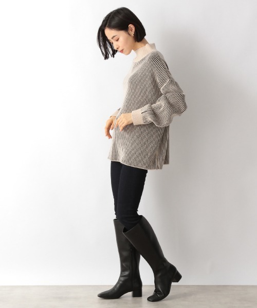 LOWRYS FARM（ローリーズファーム）の「ストライプハイネックプルオーバーＬＳ　215159（ニット/セーター・レディース・ブラック/オレンジ/ブルー/アイボリー/ブラウン・FREE）」の15枚目の写真