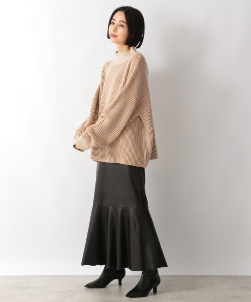 LOWRYS FARM（ローリーズファーム）の「ストライプハイネックプルオーバーＬＳ　215159（ニット/セーター・レディース・ブラック/オレンジ/ブルー/アイボリー/ブラウン・FREE）」の13枚目の写真