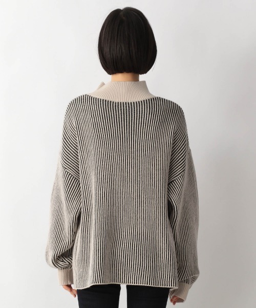 LOWRYS FARM（ローリーズファーム）の「ストライプハイネックプルオーバーＬＳ　215159（ニット/セーター・レディース・ブラック/オレンジ/ブルー/アイボリー/ブラウン・FREE）」の7枚目の写真