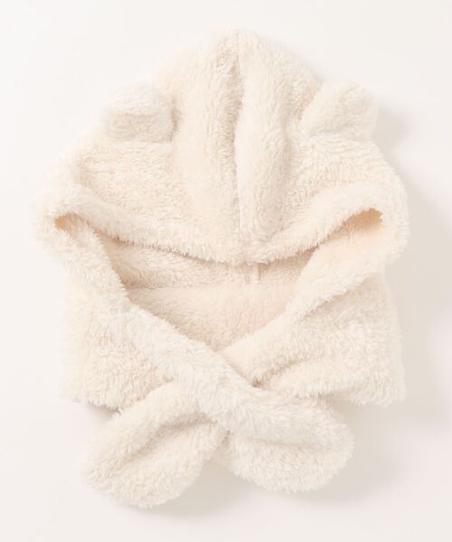 KID BLUE（キッドブルー）の「キッドブルー -フラッフィーシャギー -【キッズ】フード付きネックウォーマー -SGRW146 -kidblue（ネックウォーマー/スヌード・キッズ・サックスブルー/アイボリー・-）」の2枚目の写真