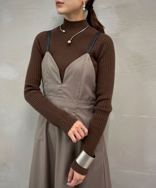 &g'aime(アンジェム)の「【&g’aime】ウォッシャブルウールリブニット(ニット/セーター・レディース・ブラック/カーキ/ライトグレー/ブラウン・FREE)」の1枚目の写真