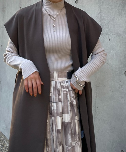 &g'aime(アンジェム)の「【&g’aime】ウォッシャブルウールリブニット(ニット/セーター・レディース・ブラック/カーキ/ライトグレー/ブラウン・FREE)」の3枚目の写真