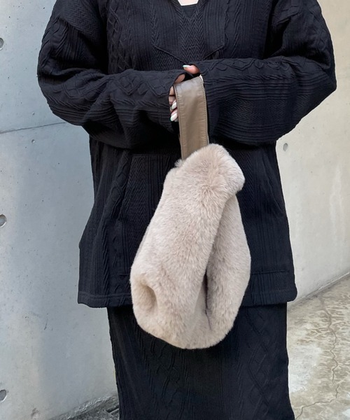 DouDou（ドゥドゥ）の「フェイクレッキスBAG（ハンドバッグ・レディース・ベージュ/モカ・FREE）」の3枚目の写真