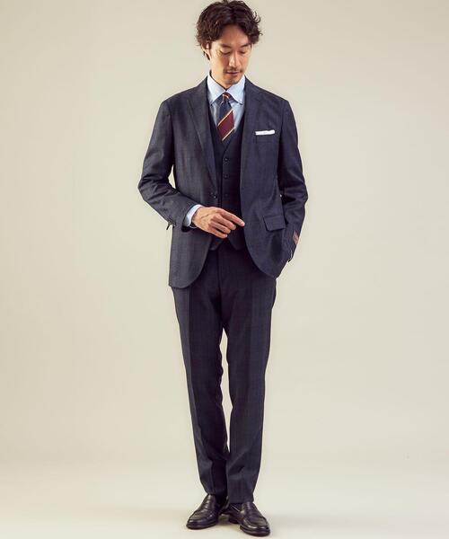 green label relaxing(グリーンレーベルリラクシング)の「<CANONICO(カノニコ)>フラノチェック RG ノープリーツ スーツパンツ(スーツパンツ・メンズ・ネイビー・80cm/76cm/92cm/88cm/84cm/72cm)」の7枚目の写真