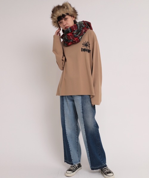 RNA（アールエヌエー）の「E4812 チェックワイドストール（ストール/ショール・レディース・ネイビー/ブラウン/グレー/アイボリー・FREE）」の19枚目の写真