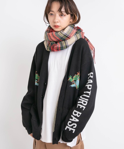 RNA（アールエヌエー）の「E4812 チェックワイドストール（ストール/ショール・レディース・ネイビー/ブラウン/グレー/アイボリー・FREE）」の5枚目の写真