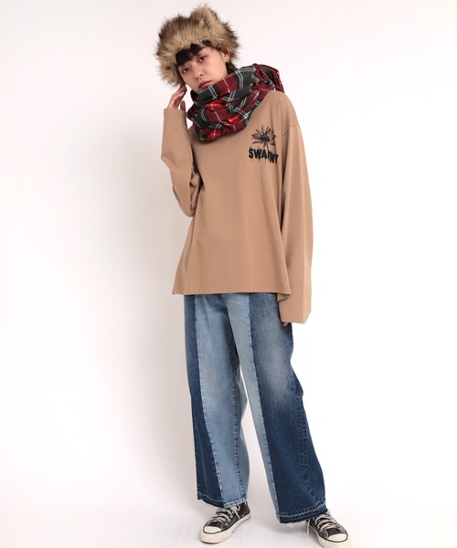 RNA（アールエヌエー）の「E4812 チェックワイドストール（ストール/ショール・レディース・ネイビー/ブラウン/グレー/アイボリー・FREE）」の13枚目の写真