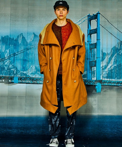 AlexanderLeeChang（アレキサンダーリーチャン）の「AlexanderLeeChang/アレキサンダーリーチャン SAKASAMA LONG P COAT サカサマロングピーコート　AC032106（ピーコート・メンズ・ベージュ/ネイビー/グレー・2/3）」の3枚目の写真