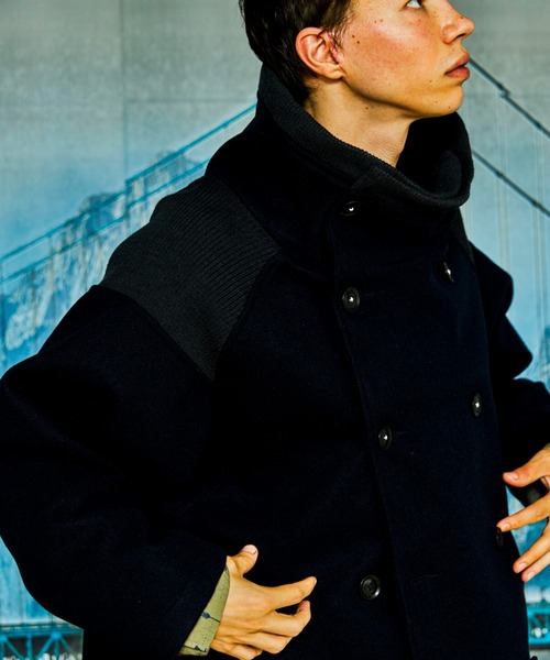 AlexanderLeeChang（アレキサンダーリーチャン）の「AlexanderLeeChang/アレキサンダーリーチャン SAKASAMA LONG P COAT サカサマロングピーコート　AC032106（ピーコート・メンズ・ベージュ/ネイビー/グレー・2/3）」の7枚目の写真