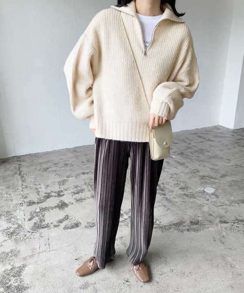 LIAN（リアン）の「ハーフジップニットプルオーバー（ニット/セーター・レディース・アイボリー/ブラック/ベージュ・FREE）」の14枚目の写真