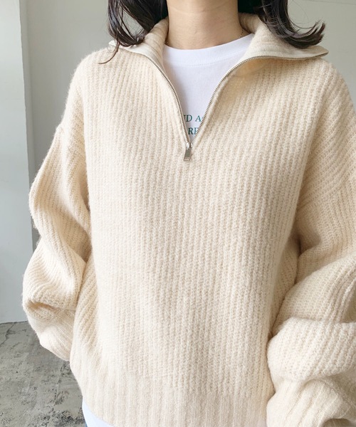 LIAN（リアン）の「ハーフジップニットプルオーバー（ニット/セーター・レディース・アイボリー/ブラック/ベージュ・FREE）」の18枚目の写真