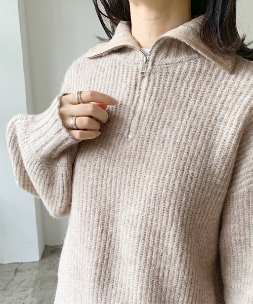 LIAN（リアン）の「ハーフジップニットプルオーバー（ニット/セーター・レディース・アイボリー/ブラック/ベージュ・FREE）」の12枚目の写真