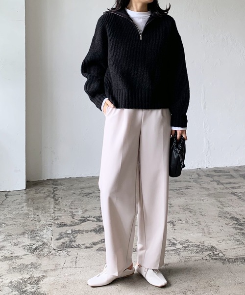 LIAN（リアン）の「ハーフジップニットプルオーバー（ニット/セーター・レディース・アイボリー/ブラック/ベージュ・FREE）」の19枚目の写真