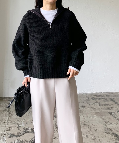 LIAN（リアン）の「ハーフジップニットプルオーバー（ニット/セーター・レディース・アイボリー/ブラック/ベージュ・FREE）」の22枚目の写真