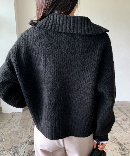 LIAN（リアン）の「ハーフジップニットプルオーバー（ニット/セーター・レディース・アイボリー/ブラック/ベージュ・FREE）」の9枚目の写真