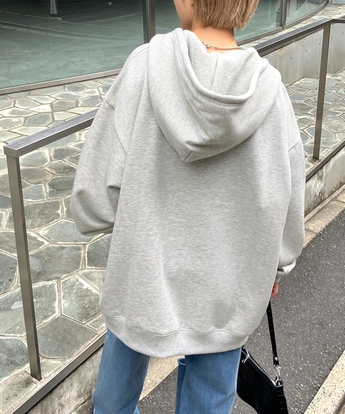 Snap club（スナップクラブ）の「【Snap club】裏起毛ワンポイント刺繍ロゴ オーバーサイズ フルジップパーカー（パーカー・メンズ・ブラック/オートミール/ネイビー/グリーン系/グレー系/ブラック系・M/L）」の22枚目の写真