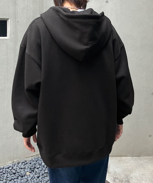 Snap club】裏起毛ワンポイント刺繍ロゴ オーバーサイズ フルジップ