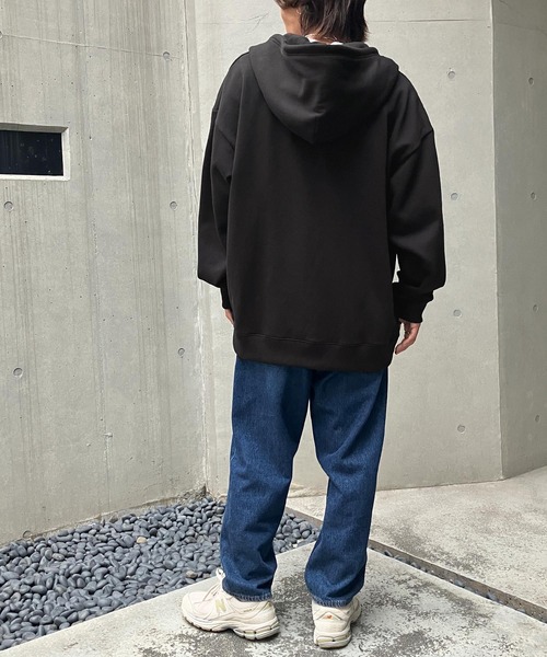 Snap club（スナップクラブ）の「【Snap club】裏起毛ワンポイント刺繍ロゴ オーバーサイズ フルジップパーカー（パーカー・メンズ・ブラック/オートミール/ネイビー/グリーン系/グレー系/ブラック系・M/L）」の12枚目の写真