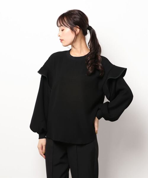 BDONNA（ビドンナ）の「MILIONE Twill プルオーバー（Tシャツ/カットソー・レディース・ブラック/ベージュ・MEDIUM）」の2枚目の写真