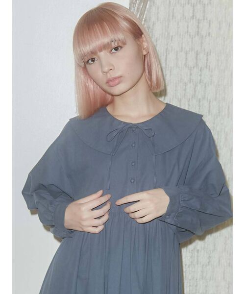 merry jenny（メリージェニー）の「サテンコンビリボンワンピース（ワンピース・レディース・ブラック/ブルー・FREE）」の4枚目の写真