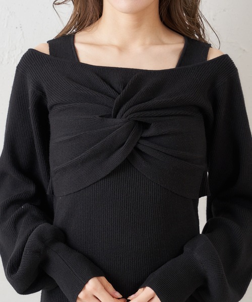 MIIA（ミーア）の「【ZOZO限定】ねじりマーメイドニットワンピース（ワンピース・レディース・ブラック/ブラウン/ブルー・FREE）」の6枚目の写真