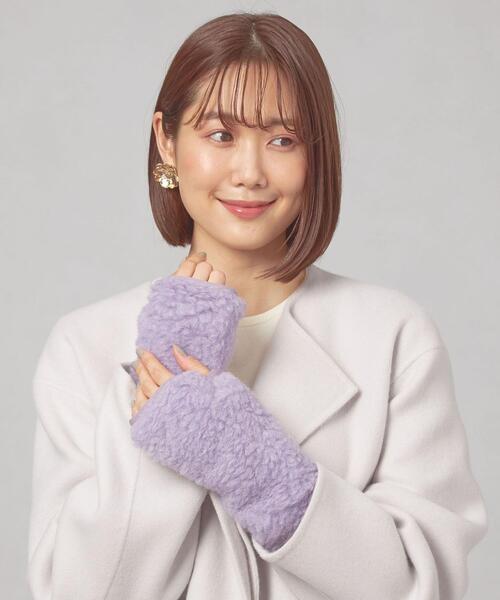 COLD BREAKER(コールドブレーカー)の「<COLD BREAKER(コールド ブレーカー)>パイル フィンガーレス グローブ(手袋・レディース・オフホワイト/ダークグレー/ライラック・FREE)」の3枚目の写真