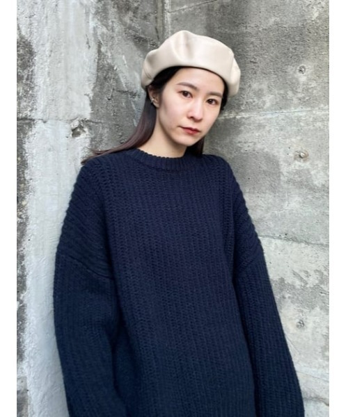 MOUSSY（マウジー）の「F／LEATHER ベレー（ハンチング/ベレー帽・レディース・ブラック/ベージュ・FREE）」の21枚目の写真