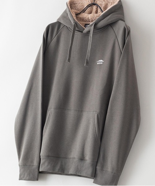 OUTDOOR PRODUCTS APPAREL(アウトドアプロダクツアパレル)の「身頃ボアパーカー ワンポイントブランドロゴトレーナー(パーカー・メンズ・杢グレー/ブラック/ワイン/ライトグリーン/オリーブ/ネイビー/ベージュ/アイボリー/ライトブラウン・MEDIUM/LARGE/X-LARGE)」の7枚目の写真