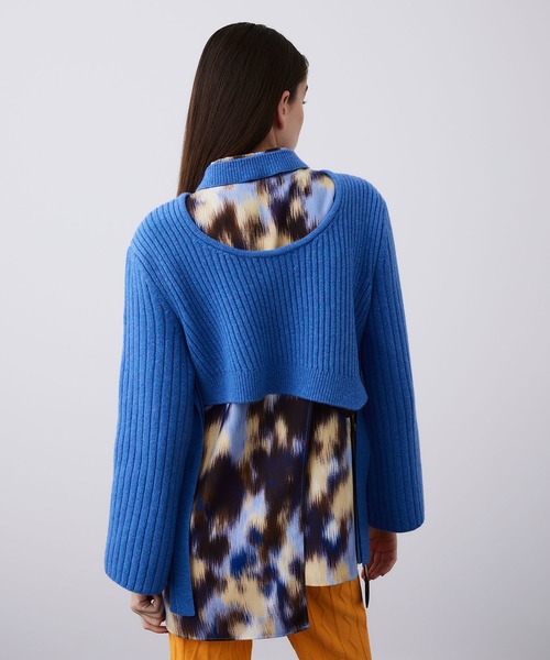 UNITED TOKYO（ユナイテッドトウキョウ）の「テクスチャーショートニット（ニット/セーター・レディース・ブラック/ブルー・FREE）」の8枚目の写真