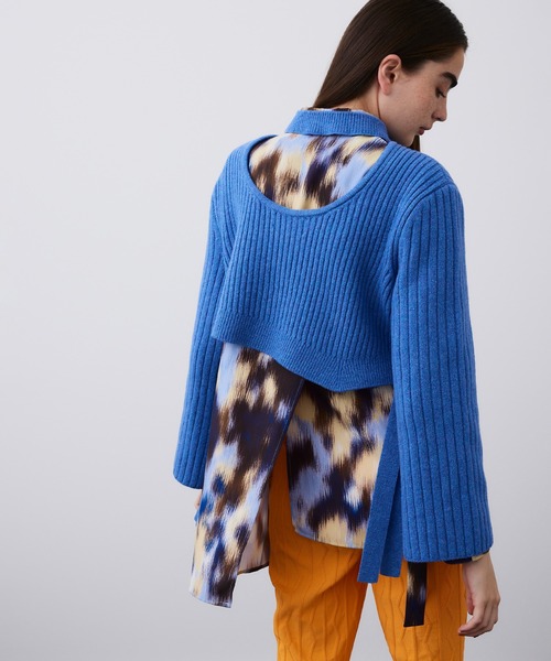 UNITED TOKYO（ユナイテッドトウキョウ）の「テクスチャーショートニット（ニット/セーター・レディース・ブラック/ブルー・FREE）」の22枚目の写真