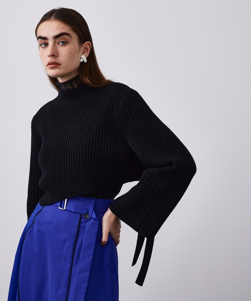 UNITED TOKYO（ユナイテッドトウキョウ）の「テクスチャーショートニット（ニット/セーター・レディース・ブラック/ブルー・FREE）」の13枚目の写真