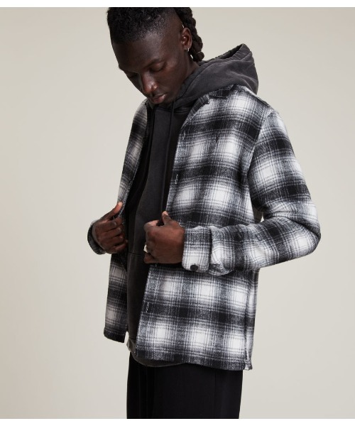 ALLSAINTS（オールセインツ）の「WESTFORK WOOL BLEND SHIRT | WESTFORK ウール ブレンド シャツ（シャツ/ブラウス・メンズ・ホワイト×ブラック・XS/S/M/L）」の6枚目の写真