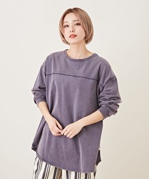 CUBE SUGAR（キューブシュガー）の「パウダー加工ロゴバックプリント長袖ビッグTシャツ（Tシャツ/カットソー）」
