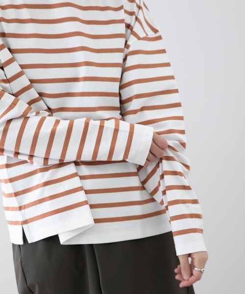 EKAL（エカル）の「EKAL　コハニングボーダーTシャツ（Tシャツ/カットソー・レディース・ブラック系その他/ブラウン系その他/オレンジ系・FREE）」の12枚目の写真