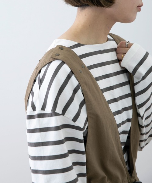 EKAL（エカル）の「EKAL　コハニングボーダーTシャツ（Tシャツ/カットソー・レディース・ブラック系その他/ブラウン系その他/オレンジ系・FREE）」の4枚目の写真