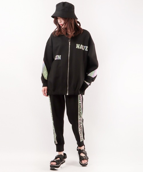 BLACK JACKALL CROWN(ブラックジャッカルクラウン)の「BLACK JACKALL CROWN ポンチ サイドジルコンプリント ジョガー トラックパンツ(その他パンツ・レディース・ブラック・M)」の9枚目の写真