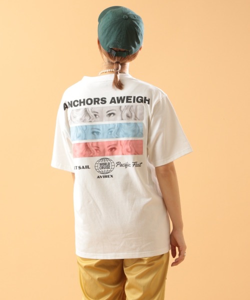 AVIREX(アヴィレックス)の「ガールズ アイ パッチ Tシャツ/GIRLS EYE PATCH T-SHIRT(Tシャツ/カットソー・レディース・ホワイト/ブラック/ベージュ/サックスブルー・MEDIUM/LARGE/X-LARGE)」の2枚目の写真