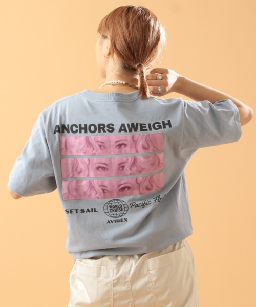 AVIREX(アヴィレックス)の「ガールズ アイ パッチ Tシャツ/GIRLS EYE PATCH T-SHIRT(Tシャツ/カットソー・レディース・ホワイト/ブラック/ベージュ/サックスブルー・MEDIUM/LARGE/X-LARGE)」の4枚目の写真