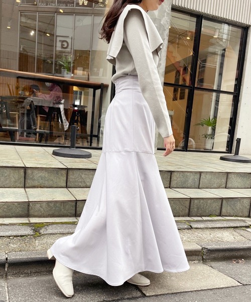 one after another NICE CLAUP(ワンアフターアナザーナイスクラップ)の「Sサイズあり スリットマーメイドスカート(スカート・レディース・ネイビー/ブルー/アイボリー/グレー系その他・SMALL/MEDIUM)」の15枚目の写真