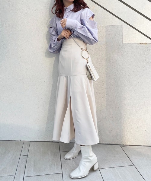 one after another NICE CLAUP(ワンアフターアナザーナイスクラップ)の「Sサイズあり スリットマーメイドスカート(スカート・レディース・ネイビー/ブルー/アイボリー/グレー系その他・SMALL/MEDIUM)」の12枚目の写真