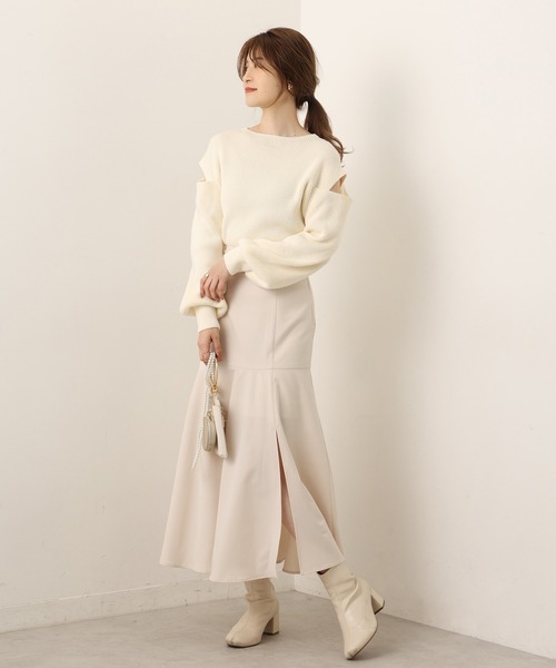 one after another NICE CLAUP(ワンアフターアナザーナイスクラップ)の「Sサイズあり スリットマーメイドスカート(スカート・レディース・ネイビー/ブルー/アイボリー/グレー系その他・SMALL/MEDIUM)」の7枚目の写真