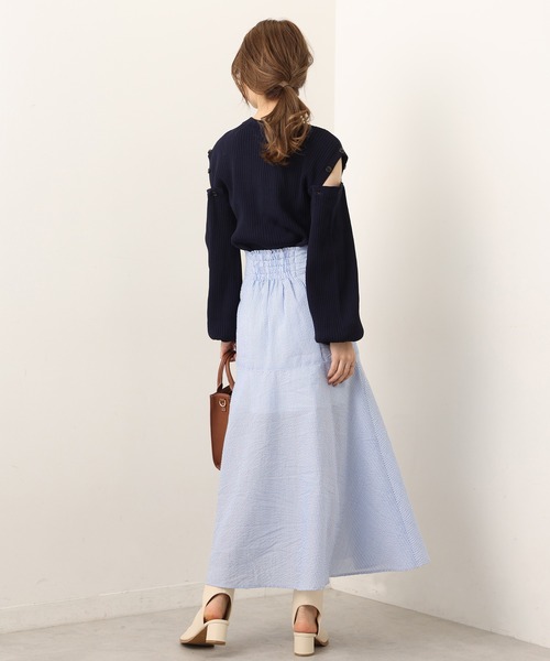 one after another NICE CLAUP(ワンアフターアナザーナイスクラップ)の「Sサイズあり スリットマーメイドスカート(スカート・レディース・ネイビー/ブルー/アイボリー/グレー系その他・SMALL/MEDIUM)」の22枚目の写真