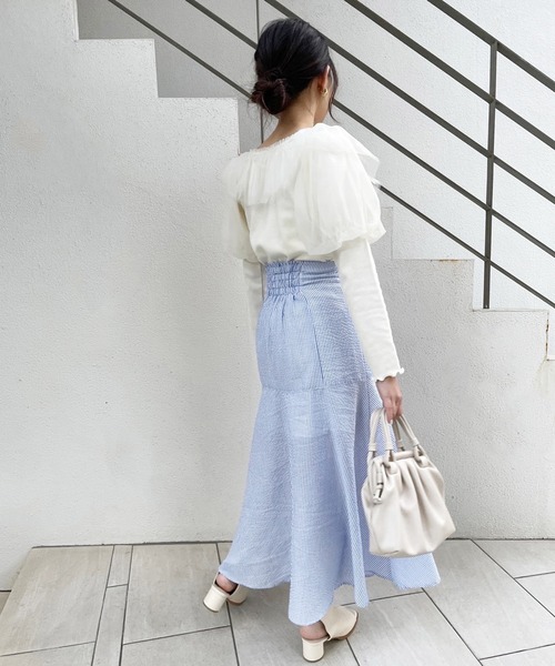 one after another NICE CLAUP(ワンアフターアナザーナイスクラップ)の「Sサイズあり スリットマーメイドスカート(スカート・レディース・ネイビー/ブルー/アイボリー/グレー系その他・SMALL/MEDIUM)」の20枚目の写真