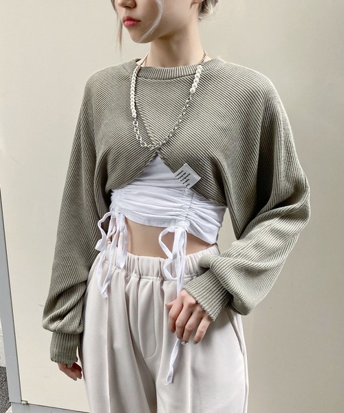 Figments（フィグメンツ）の「サマーニットボレロ（ニット/セーター・レディース・ブラック/オフホワイト/カーキ・FREE）」の11枚目の写真