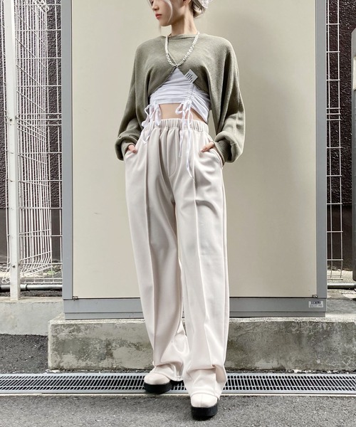 Figments（フィグメンツ）の「サマーニットボレロ（ニット/セーター・レディース・ブラック/オフホワイト/カーキ・FREE）」の10枚目の写真