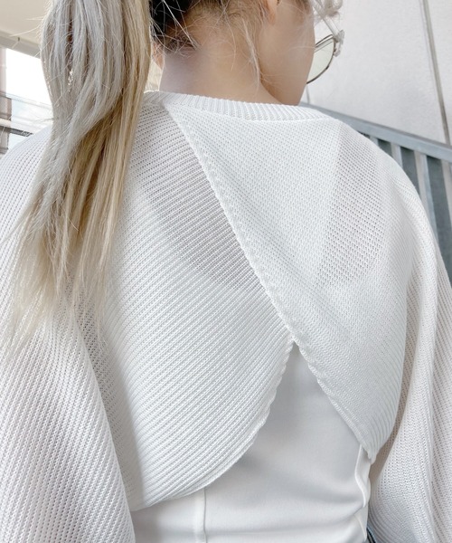 Figments（フィグメンツ）の「サマーニットボレロ（ニット/セーター・レディース・ブラック/オフホワイト/カーキ・FREE）」の14枚目の写真